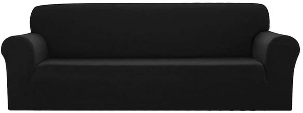 Black Polyester Spandex 3pc SlipCover Set for Sofa Loveseat Couch O2231
