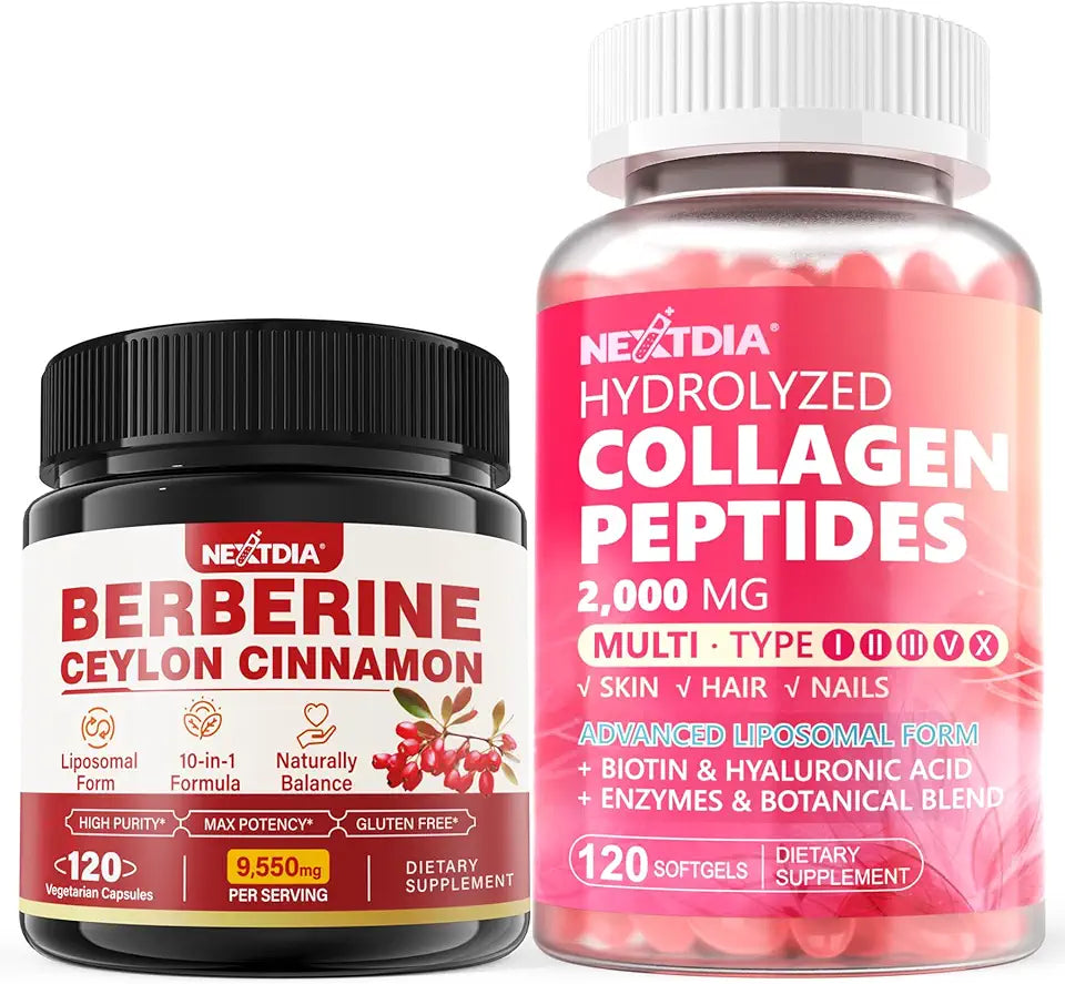 Berberine Supplement with Ceylon Cinnamon + Hydrolyzed Collagen Peptides J2946