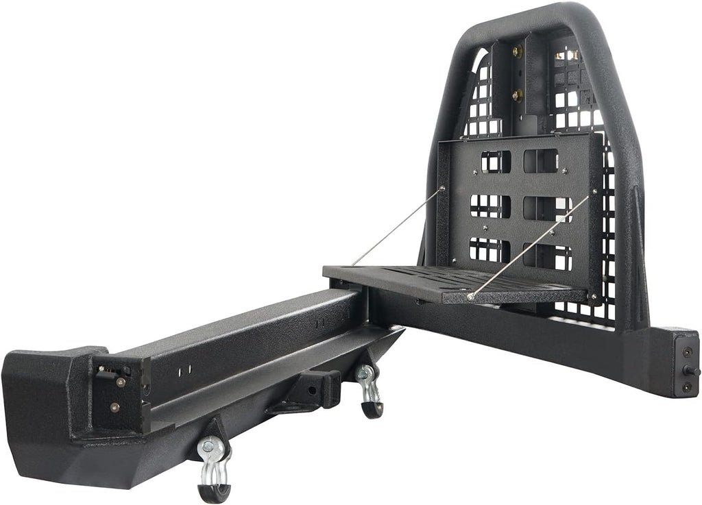Rear Bumper with Swing Out Tire Carrier and Foldable Table Textured Black Steel T496855