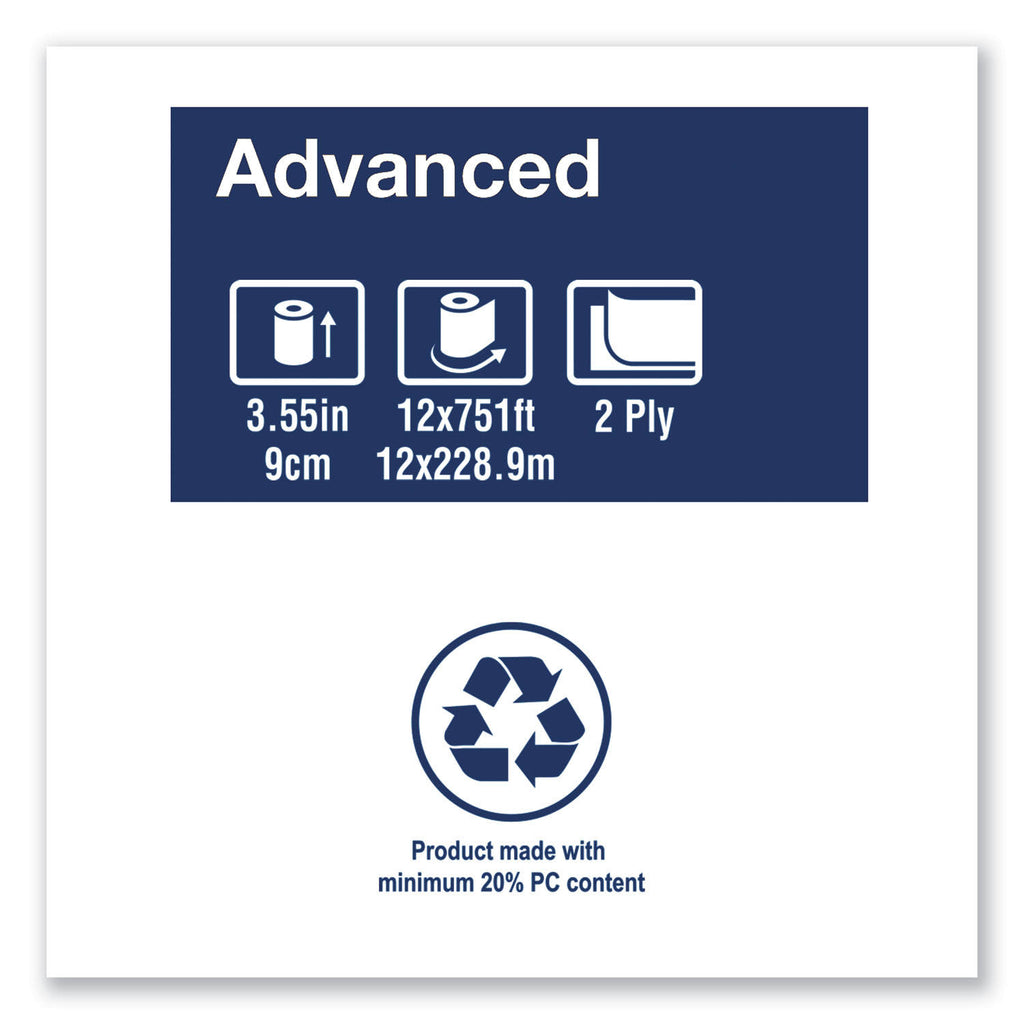 Tork Advanced Jumbo Bath Tissue, 2-Ply, White, 12 Rolls/Carton Y209892