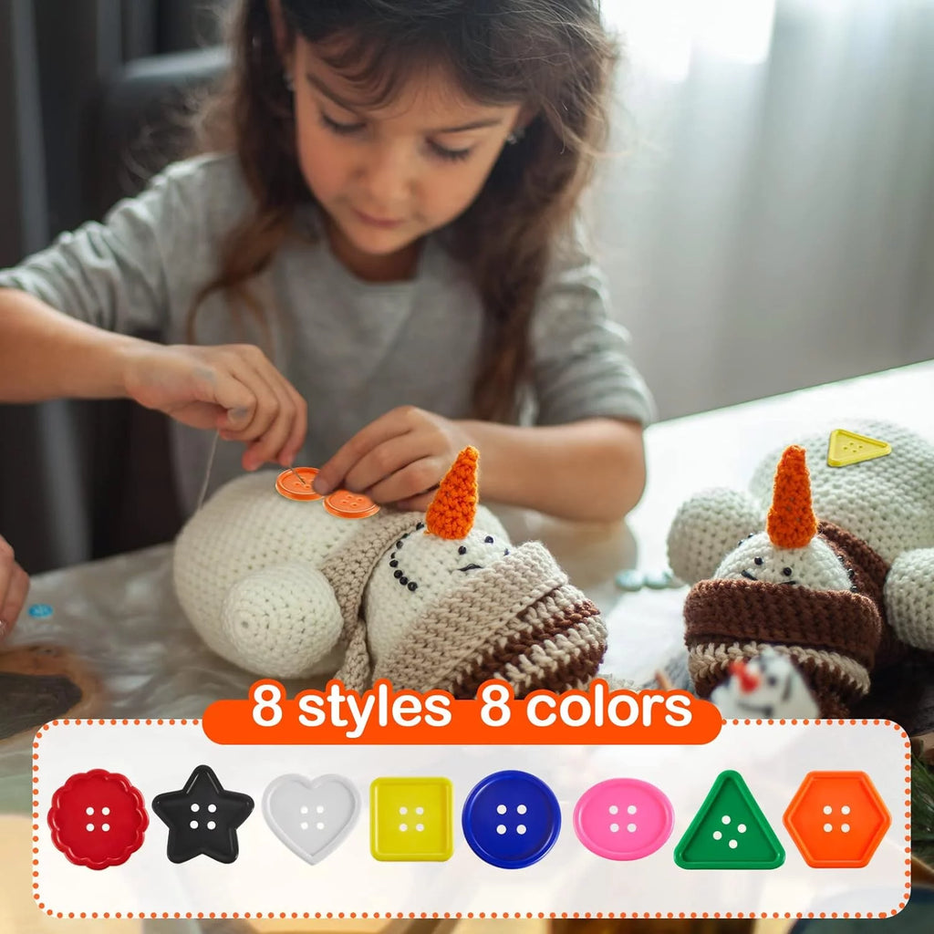 150 Pieces Big Bright Buttons 8 Vivid Colors 8 Large Shapes G509
