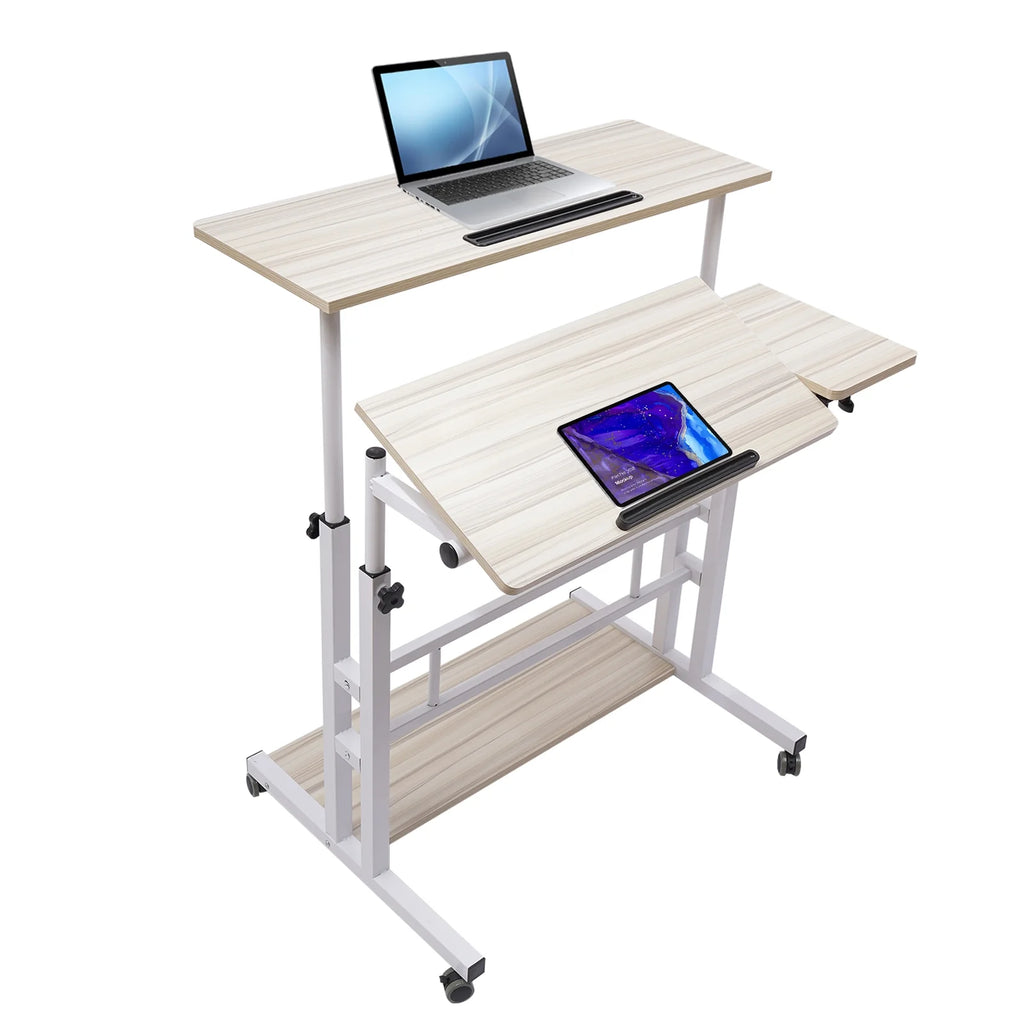 Adjustable Mobile Stand Up Desk with Footrest Y19838