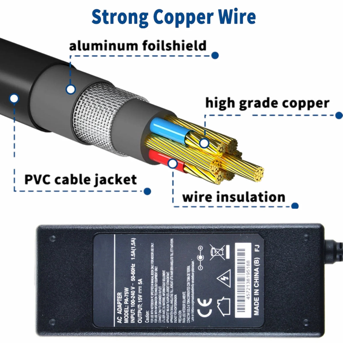Compatible AC DC Adapter Switching Power Supply Cord Cable Charger T167708