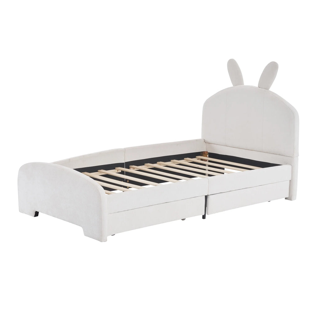 Upholstered Twin Bed with 2 Drawers N7863