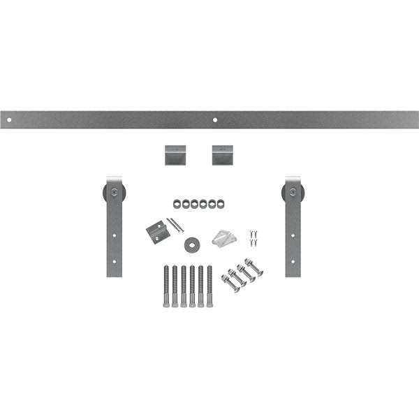 Barn Door Hardware Set with 6 ft Track for 1 3/8 inch Doors, PC Chrome, Track Length: 72 Inch H1308