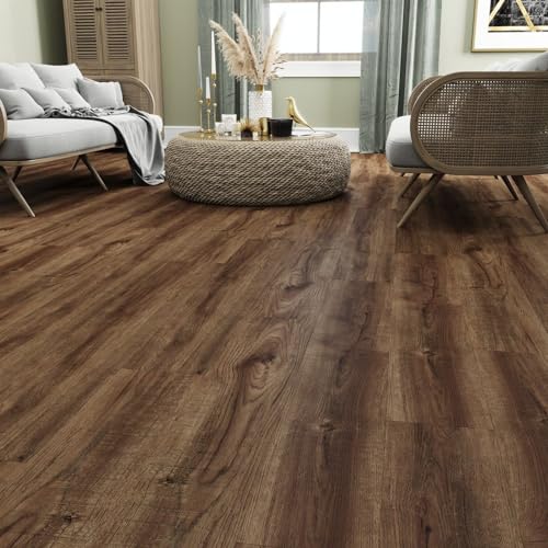 Interlocking Luxury Vinyl Flooring Tiles 10 Wood-Look Planks 24.5 Sq. Feet Y679