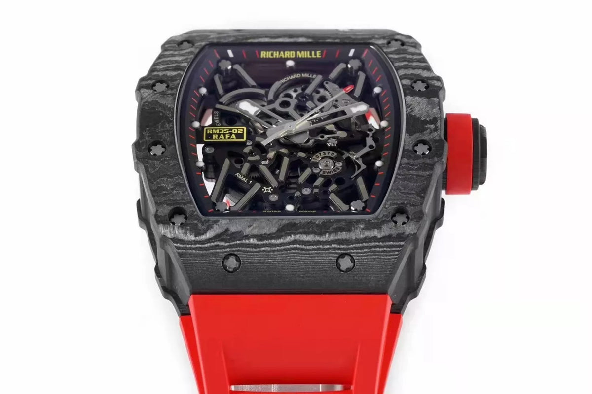 Black Bezel Red Markers Red Rubber Strap Q459