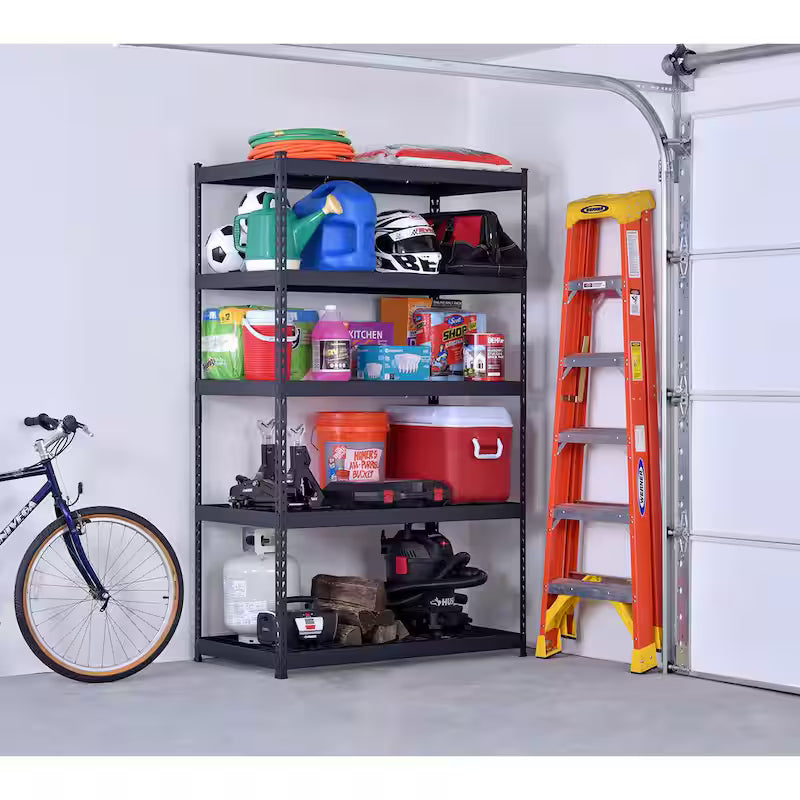 5-Tier Heavy Duty Steel Storage Shelving Unit in Black P458823