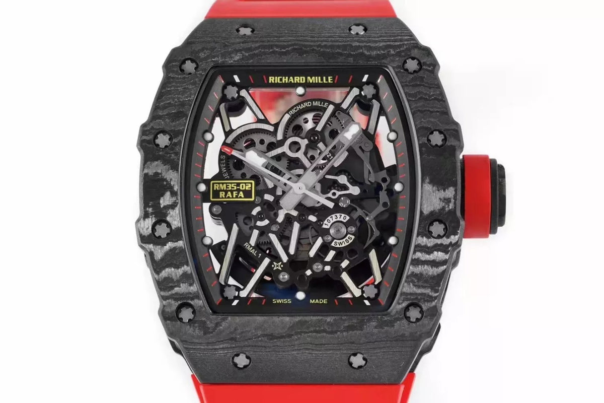 Black Bezel Red Markers Red Rubber Strap Q459