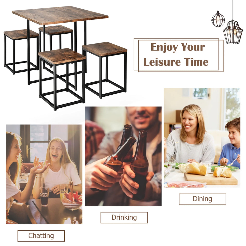 5 Pc Dining Table and 4 Stools Metal Frame K91585