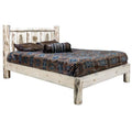 Full Platform Bed with Laser Engraved Pine Tree Design V288844