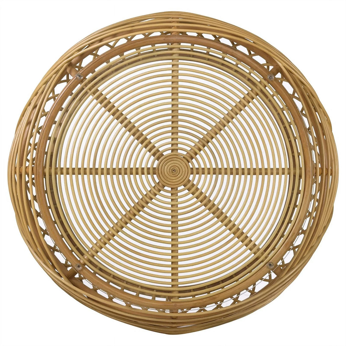Rattan Round Glass Top Coffee Table L8785