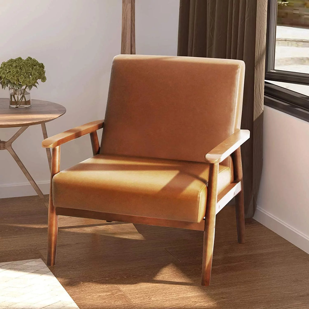 Brown Mid-Century Accent Chair with Armrests N283