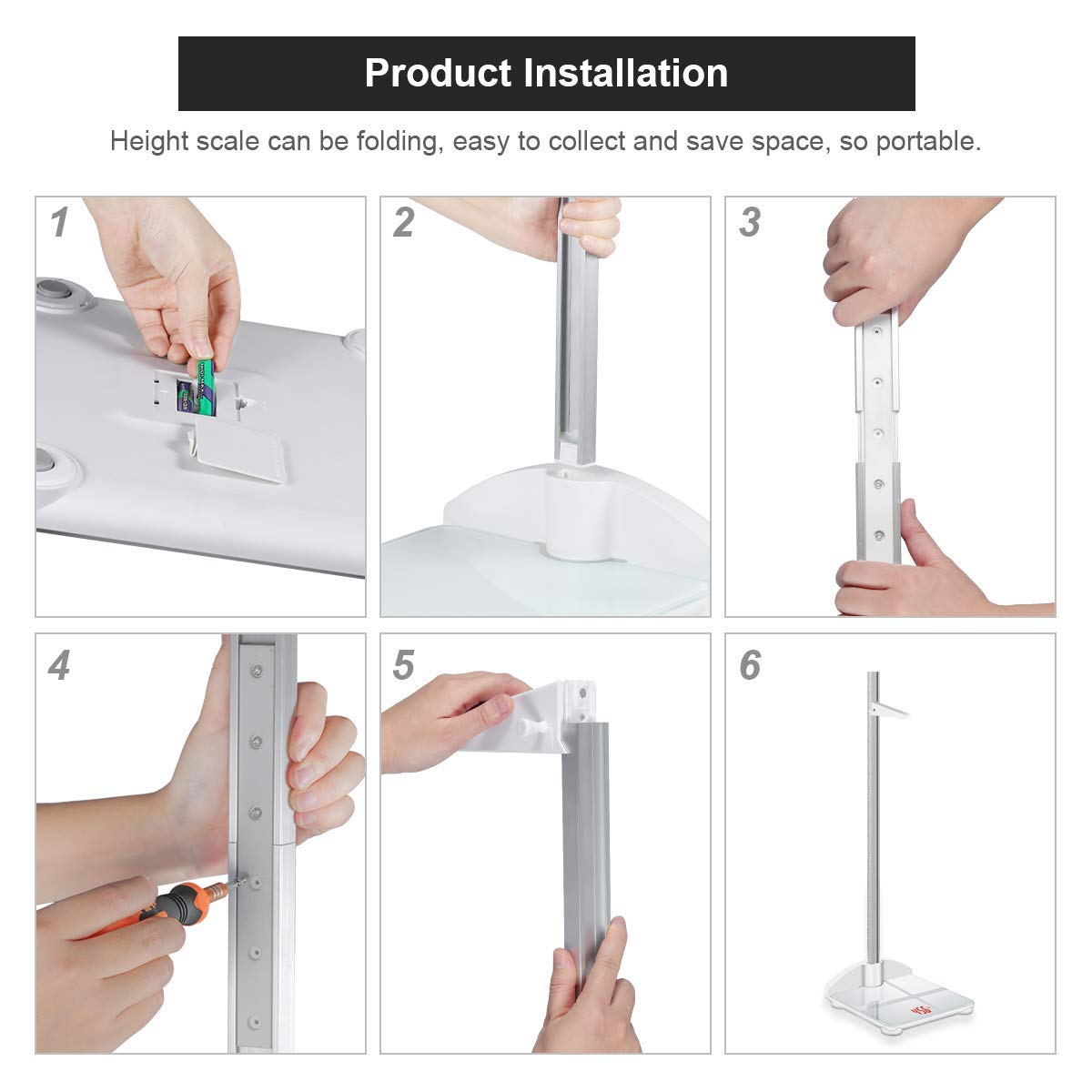 Digital Scale 2-in-1 200cm & 200lb Height Measurement Scale with Height Rod A64153