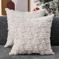 Dark Green Christmas Tree Pillow Covers 18 x 18 Set of 2 Plush Faux Fur S578