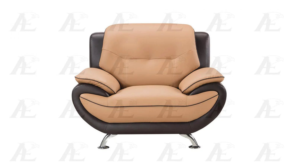 Brown Faux Leather Sofa Loveseat & Chair S233414