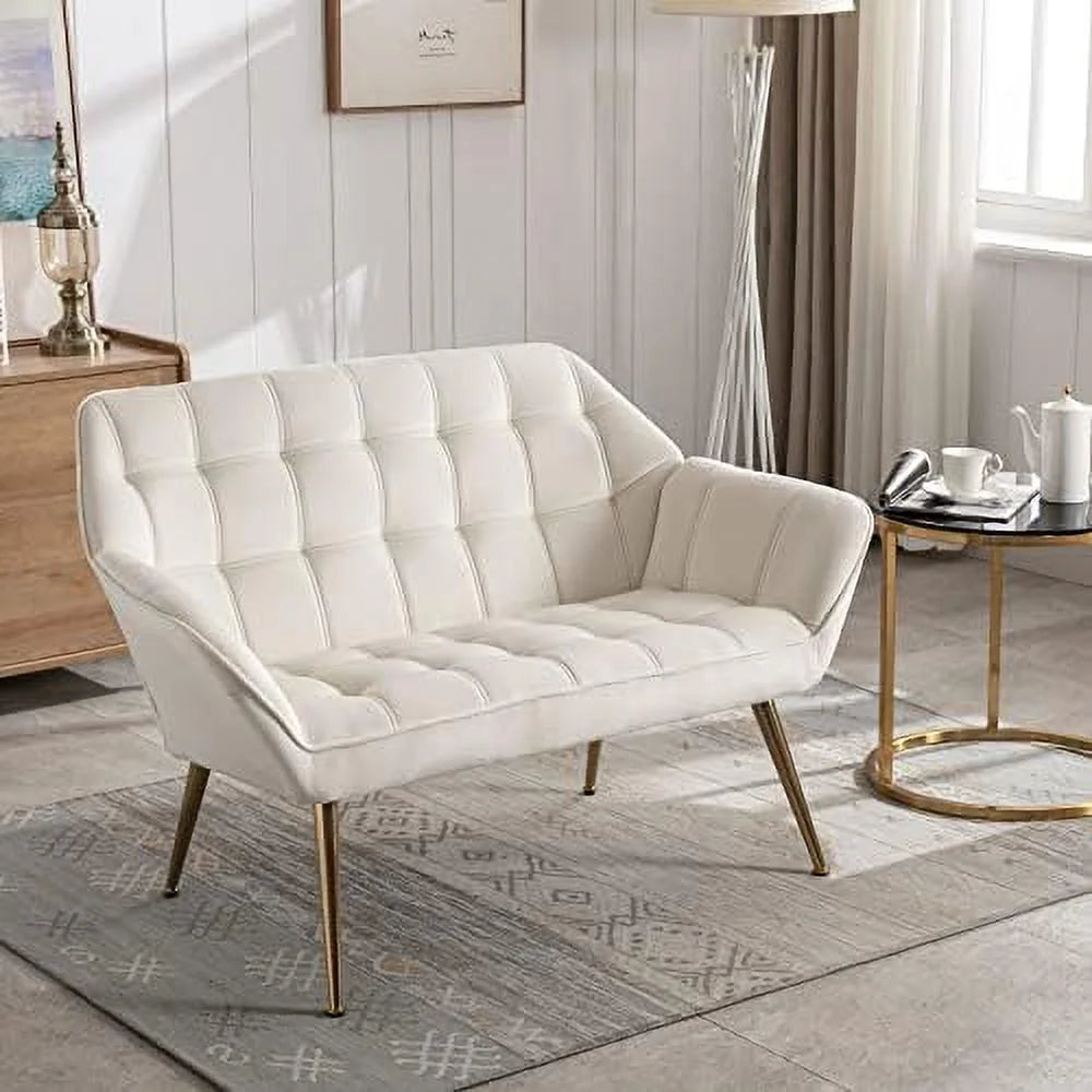 48" Small Fluffy Upholstered Loveseat Sofa with Wood Legs L864