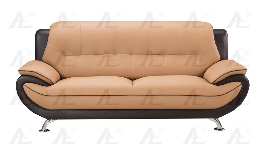 Brown Faux Leather Sofa Loveseat & Chair S233414