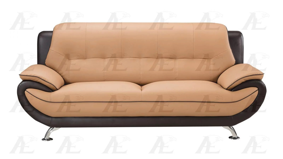 Brown Faux Leather Sofa Loveseat & Chair S233414