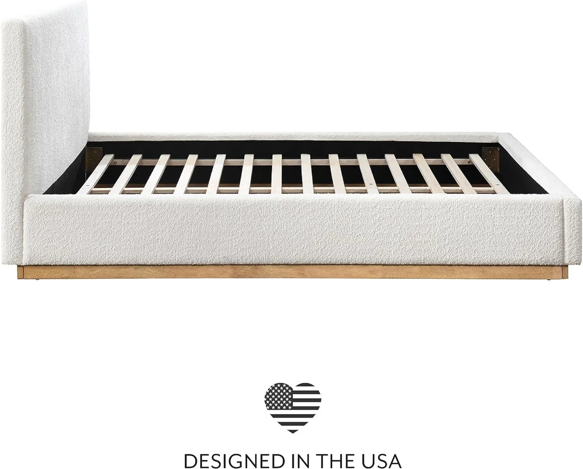 Queen Boucle Platform Bed Q239