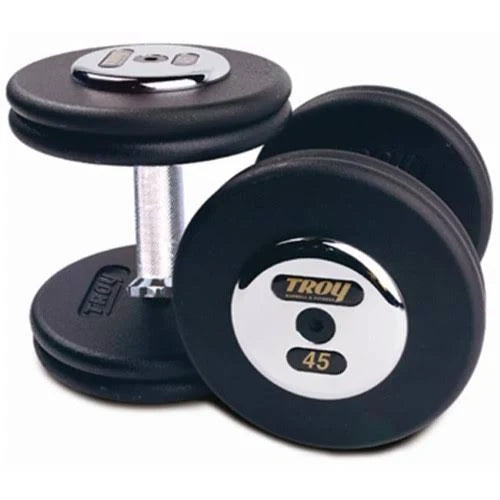 Black Pro-Style Cast Dumbbells, Chrome Endplates, 37.5 lbs., Sold as Pairs Q65154