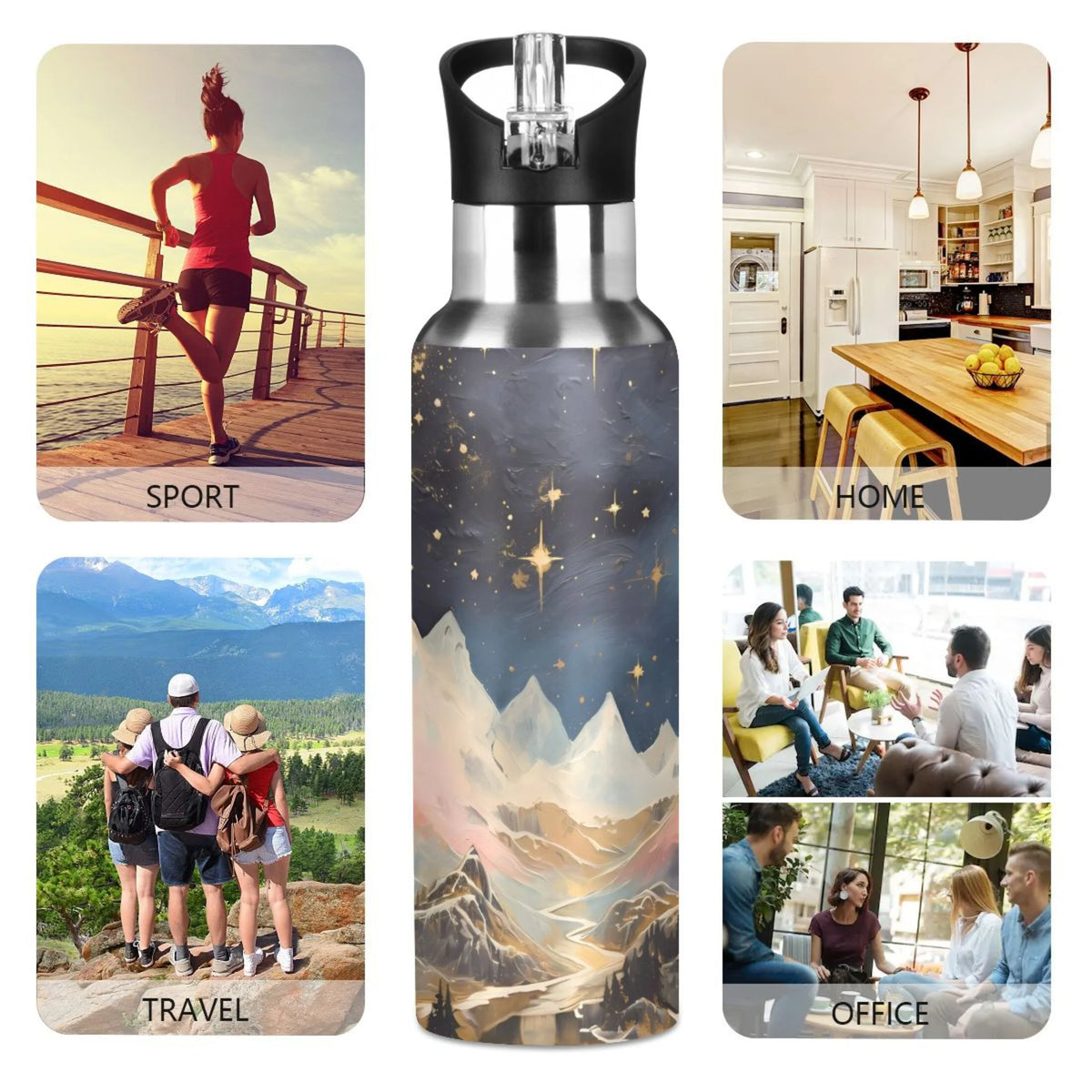 Stainless Steel Insulated Water Bottle with Straw Lid V37659