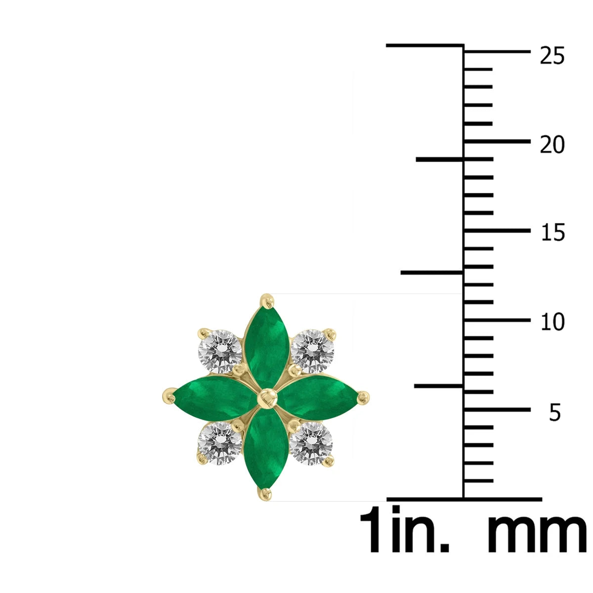 Emerald and Diamond Flower Earrings in 10K Yellow Gold U80719