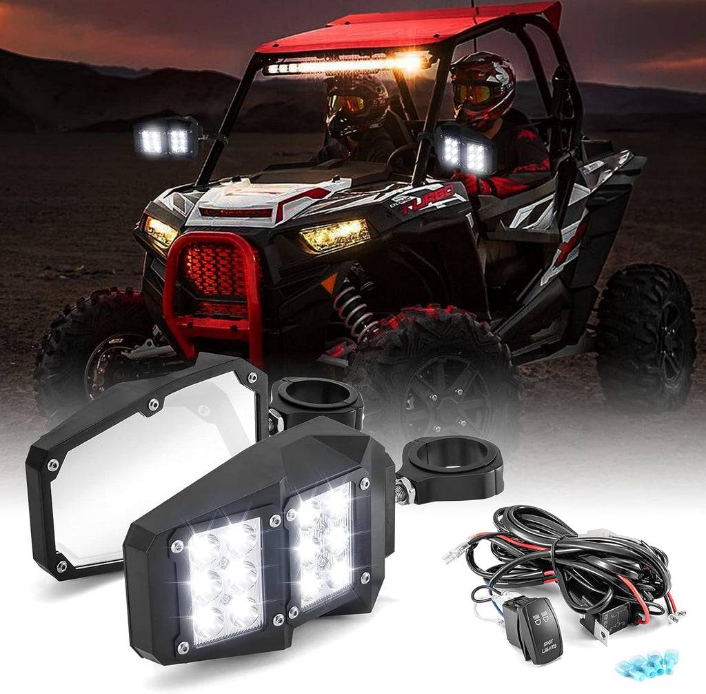 UTV Side Rear View Mirrors with LED Spot Lights Z130557