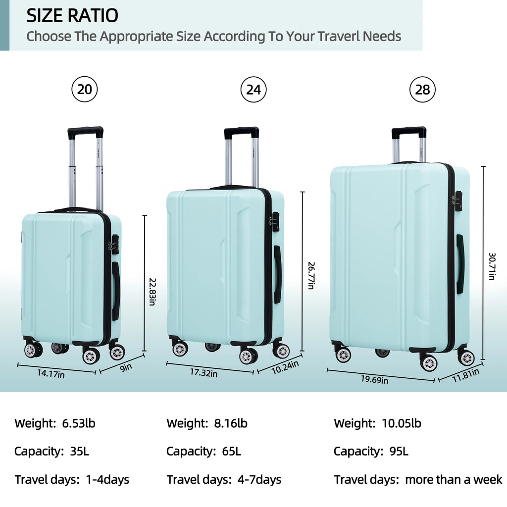 3 Piece Hard Shell Luggage Set with TSA Lock F1848
