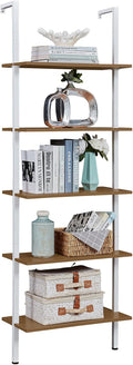 White / Gold 5-Tier Ladder Shelf with Metal Frame P47854