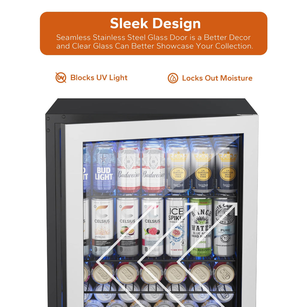 180 Can Freestanding Beverage Refrigerator with Glass Door E869389
