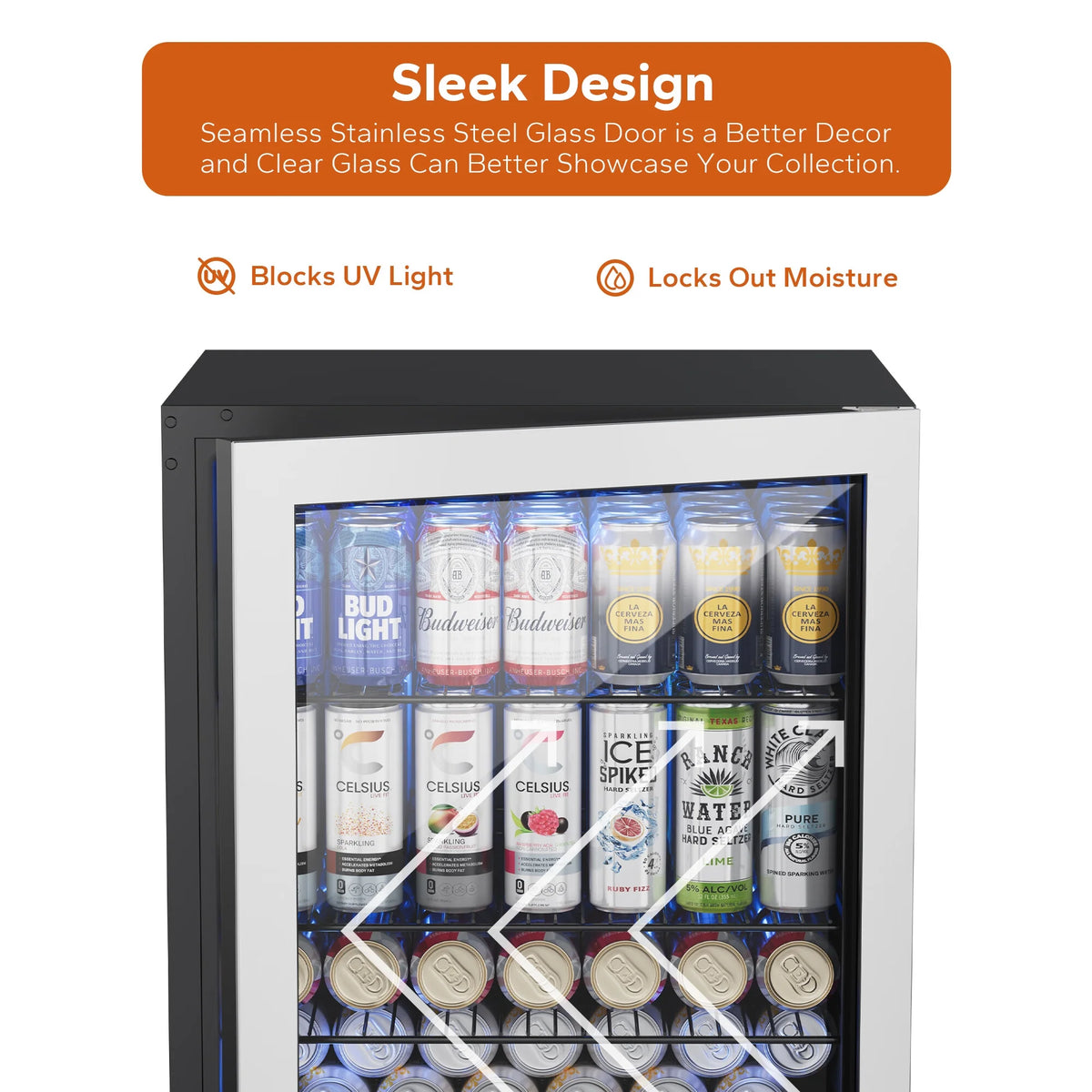 180 Can Freestanding Beverage Refrigerator with Glass Door E869389
