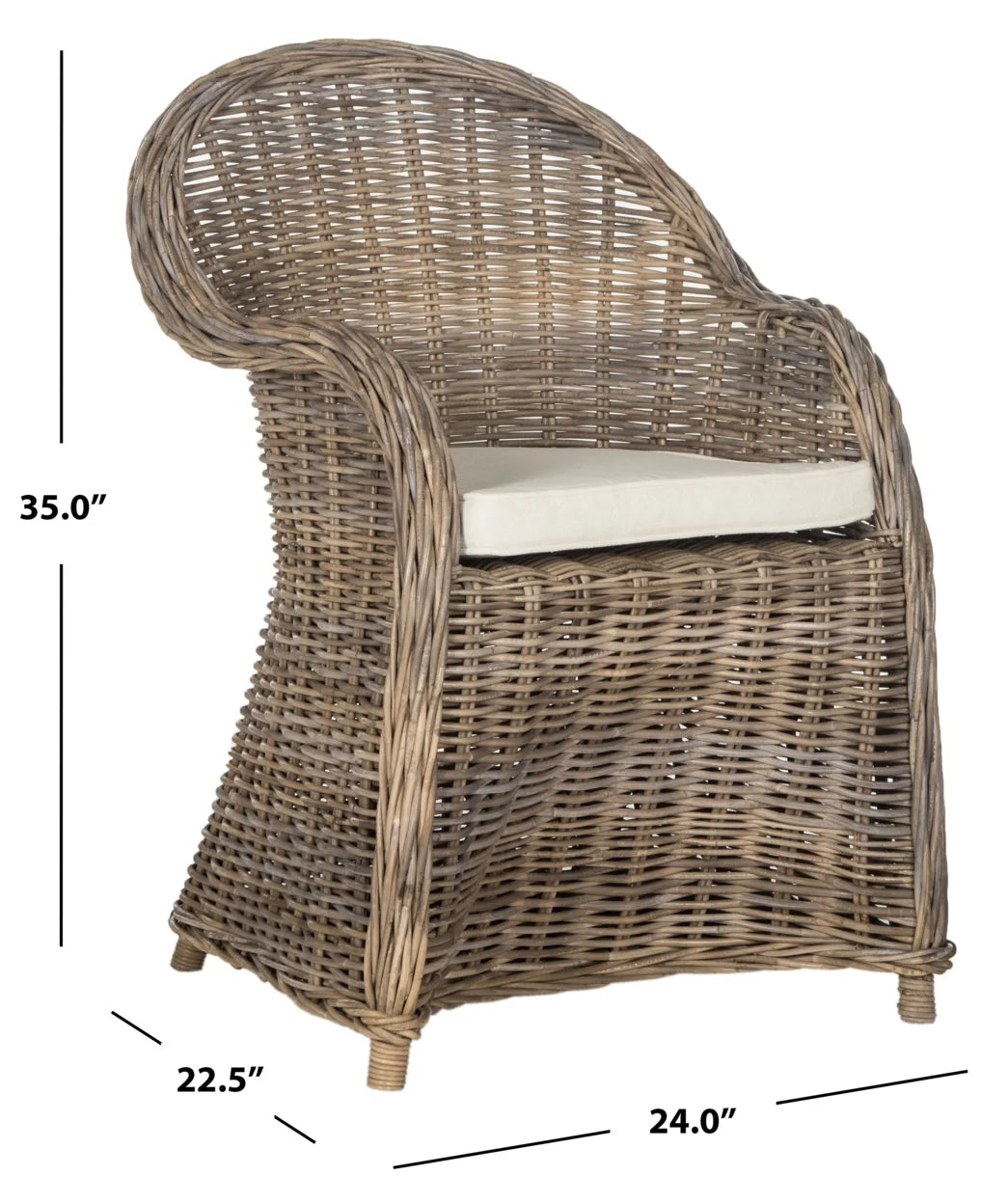 Grey Wicker Outdoor Club Chair H617451