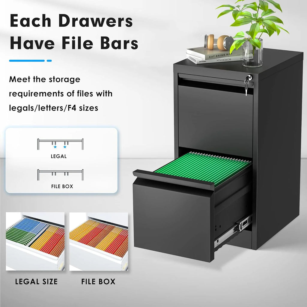 2 Drawer Metal Vertical File Cabinet with Lock S1883