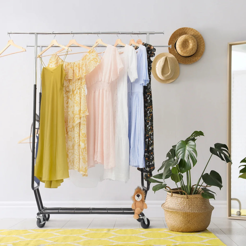 Heavy Duty Double Rails Garment Rack with Wheels Z81223