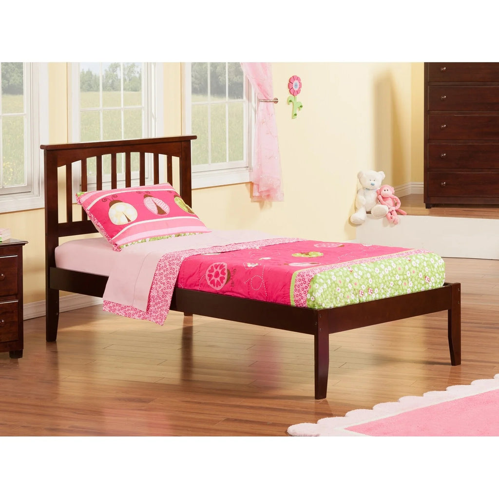 Twin Platform Bed with USB Charging Station in Walnut K92130