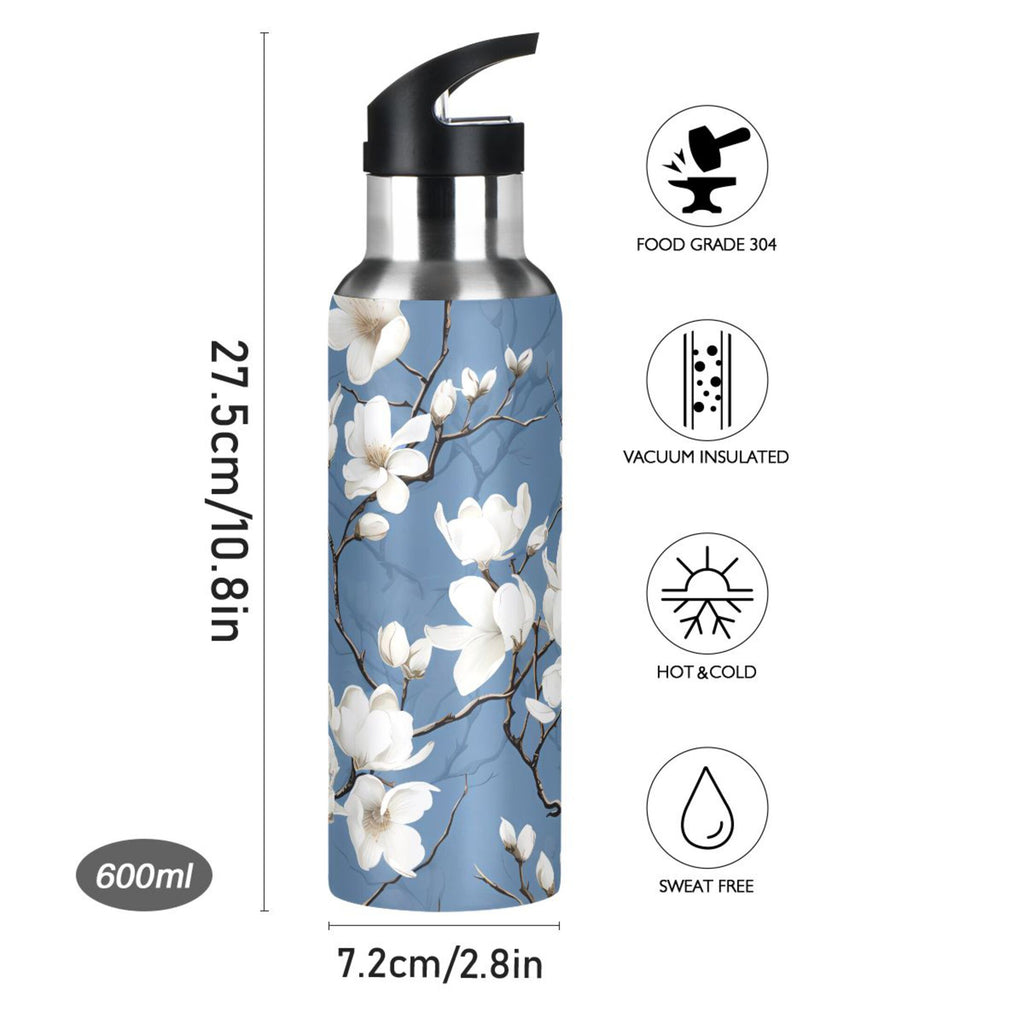 Blue Stainless Steel Insulated Water Bottle with Straw Lid A850