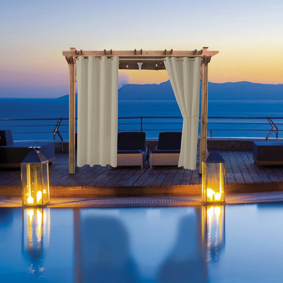 Blackout Outdoor Curtains 52*108 in 2 Panel Beige P556