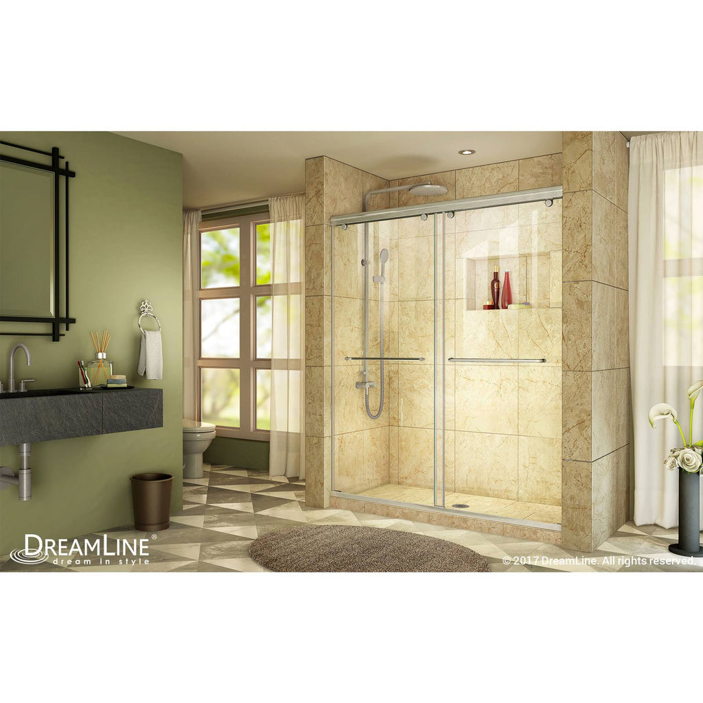 Frameless Bypass Sliding Shower Door Brushed Nickel U1800