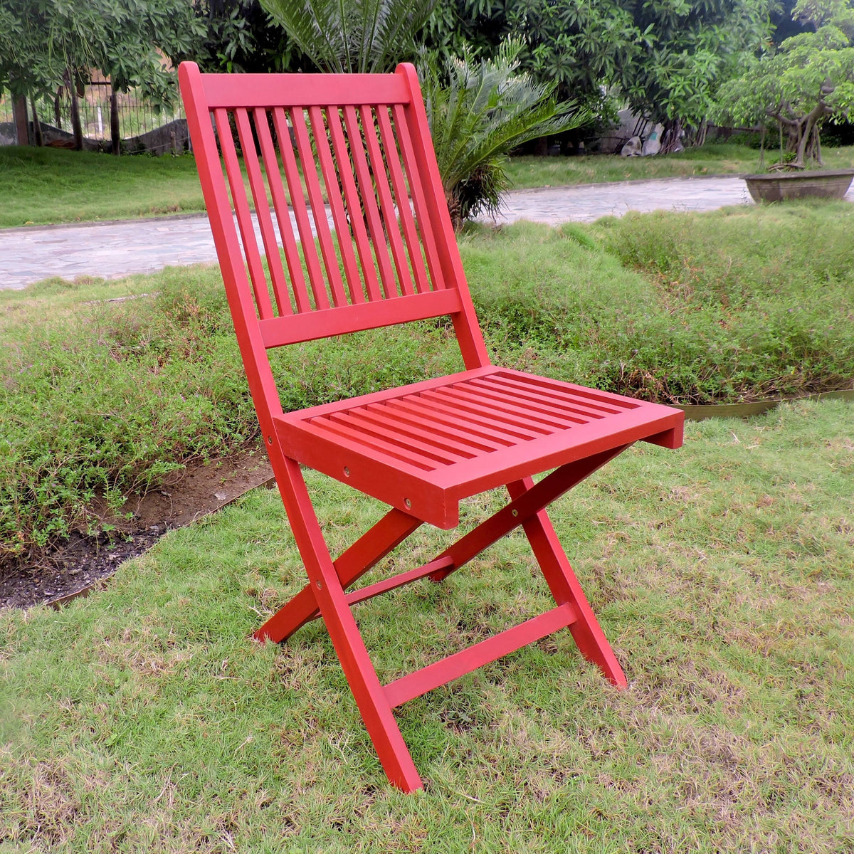 Barn Red Acacia Folding Dining Chair Set of 2 W43334