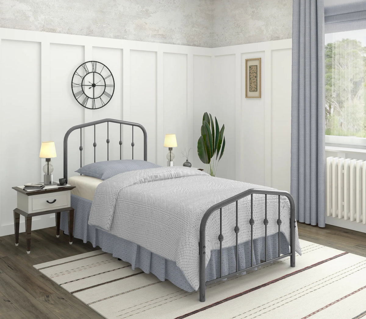 Twin Metal Bed Frame with Headboard and Footboard M90668