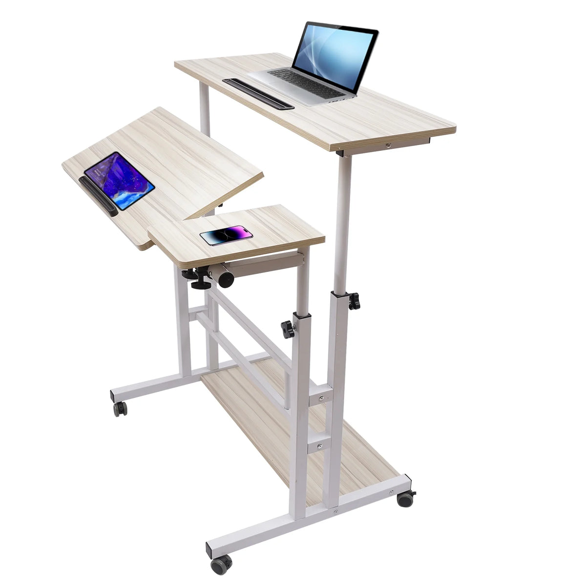Adjustable Mobile Stand Up Desk with Footrest Y19838