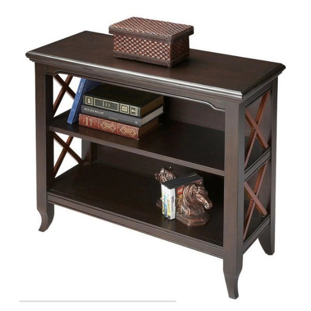 Cherry 2 Shelf Low Wood Bookcase M2393