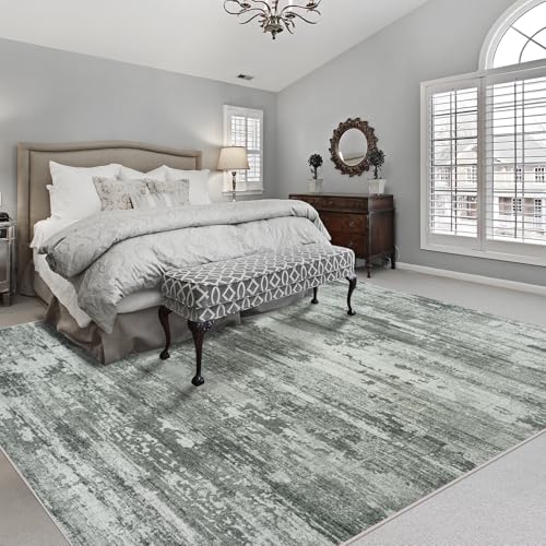 9x12 Washable Non Slip Abstract Area Rug A5745