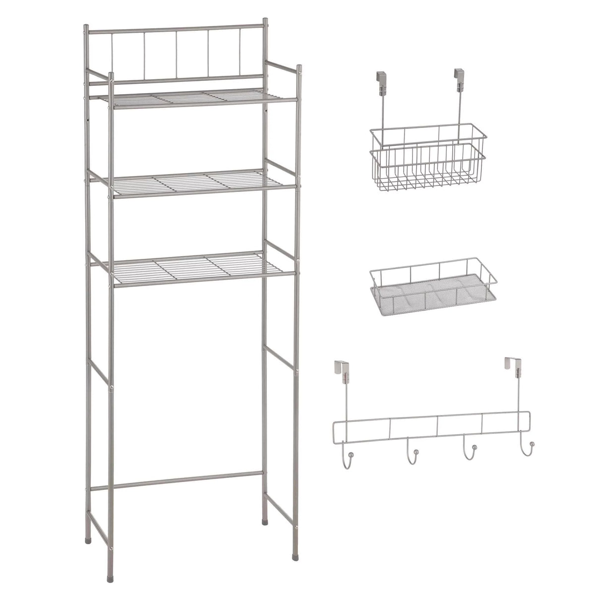 4 Piece Steel Satin Nickel Bath Shelves Set H191