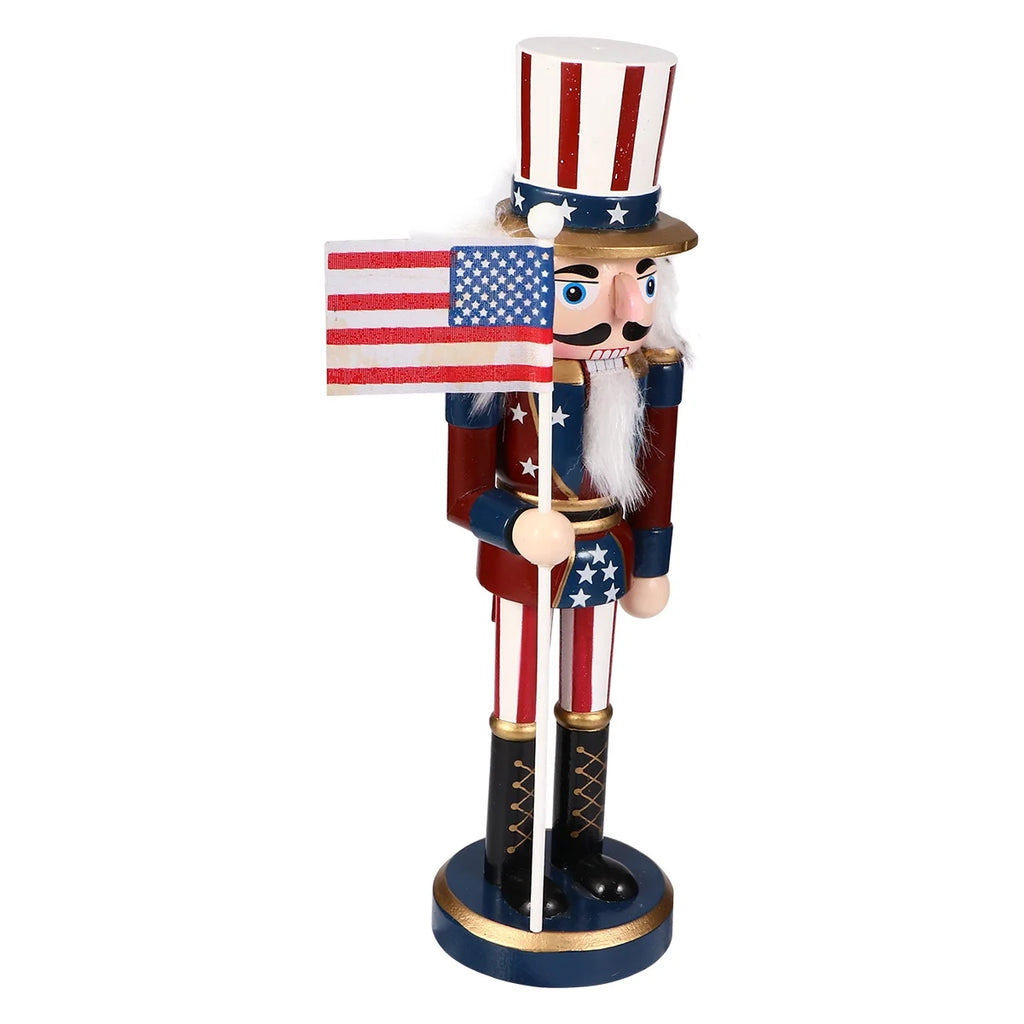 Patriotic Wooden Soldier Decoration Doll Statue I7690