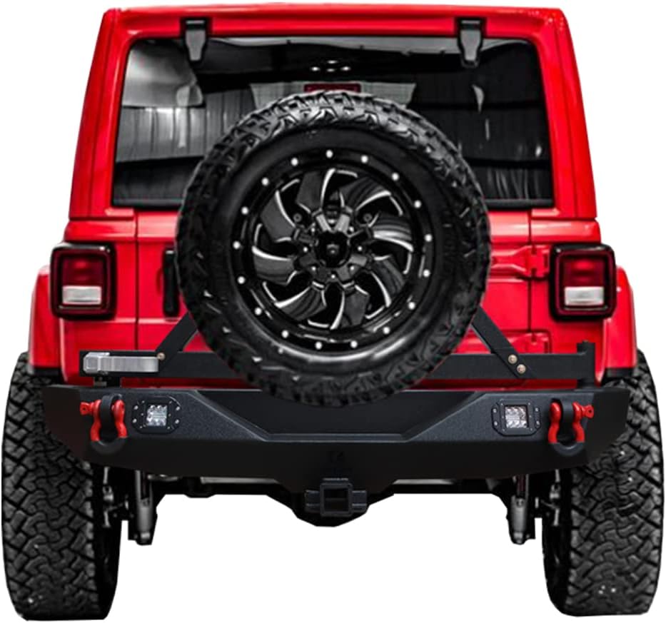 Front and Rear Bumper with LED Lights and Tire Carrier and Winch Plate I7624