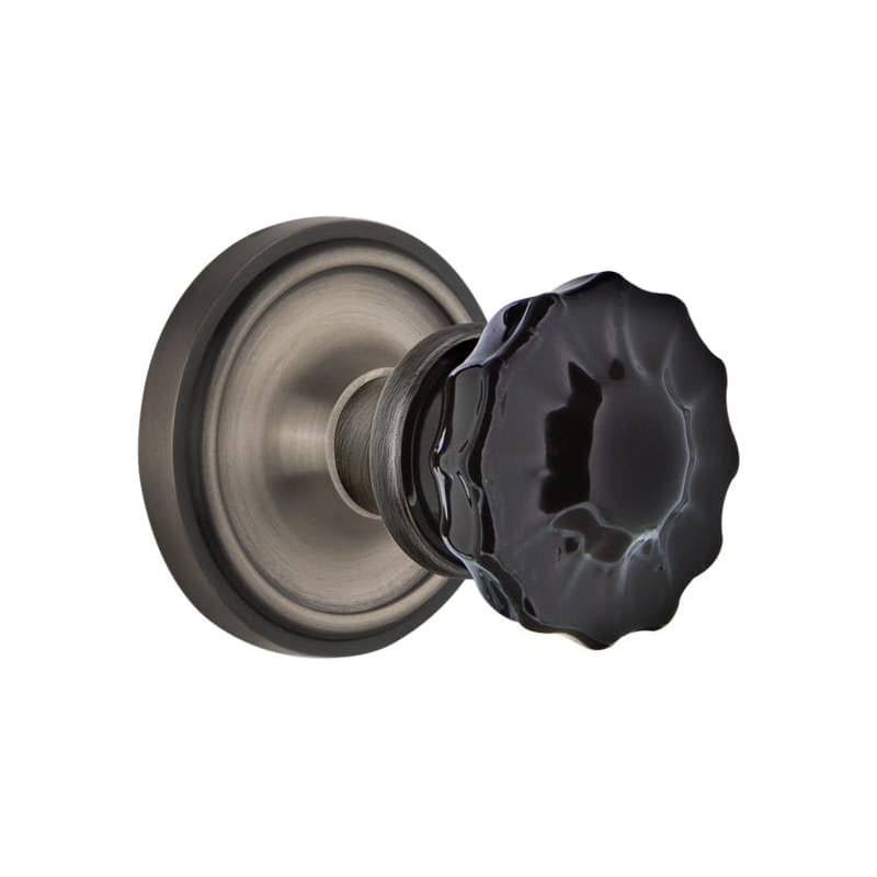 Antique Pewter Crystal Glass Door Knob M435866
