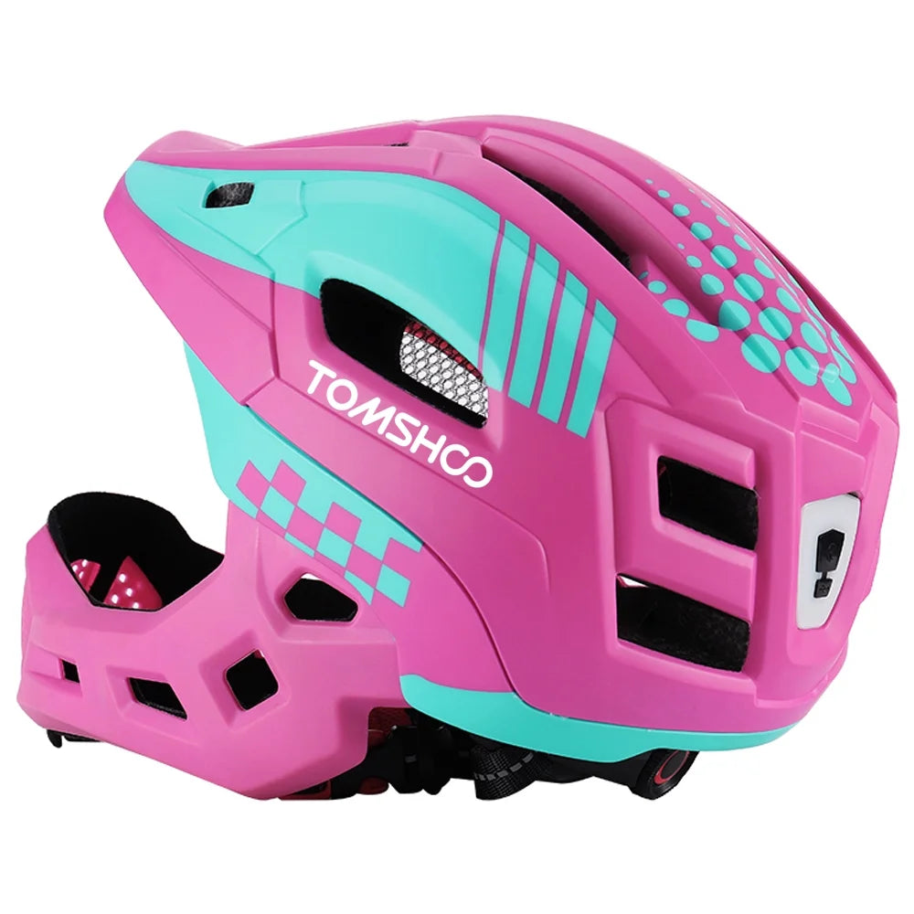 Kid Bike Full Face Helmet with Taillight and Detachable Chin Guard L824