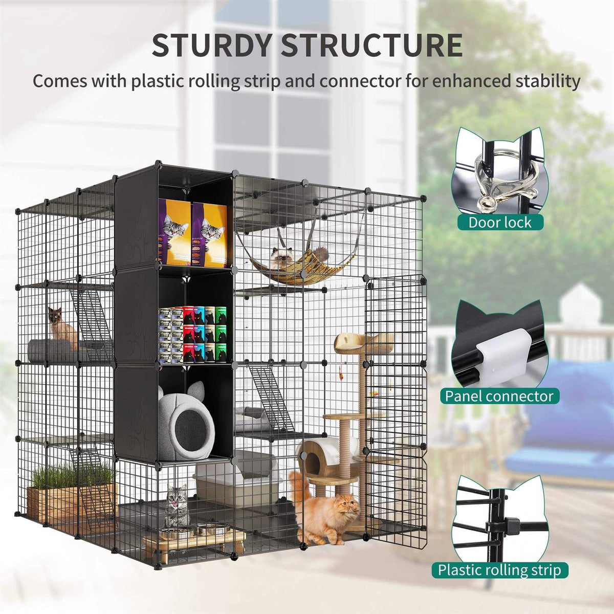 Large Indoor Metal Cat Cage with Hammock K292652